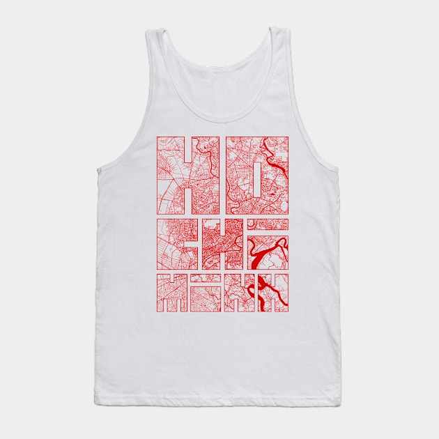 Ho Chi Minh, Vietnam City Map Typography - Oriental Tank Top by deMAP Studio